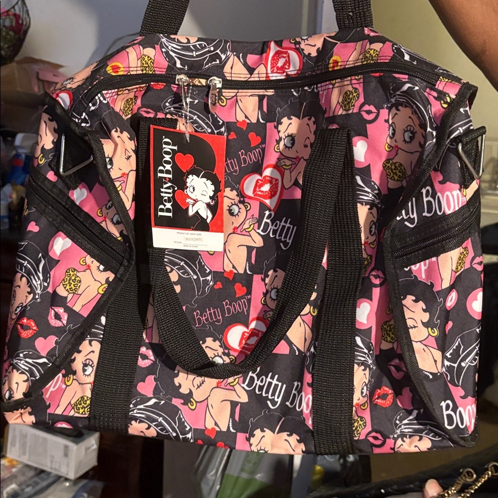 Betty Boop black duffel bag